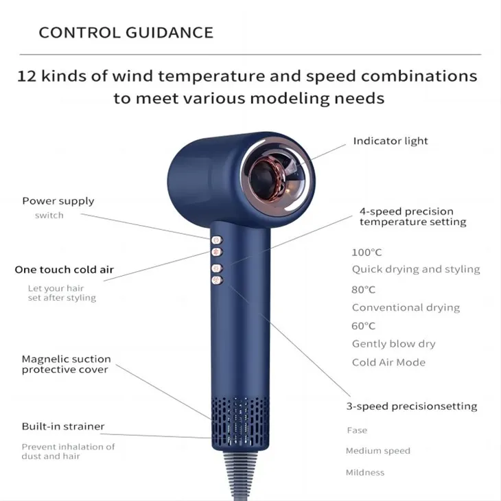 Πιστολάκι μαλλιών με ψηφιακό έλεγχο θερμοκρασίας